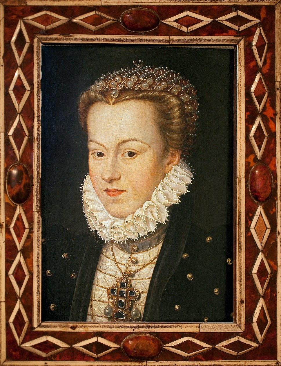 Portret van Elisabeth van Oostenrijk (1554-1592, koningin van Frankrijk) door François Clouet