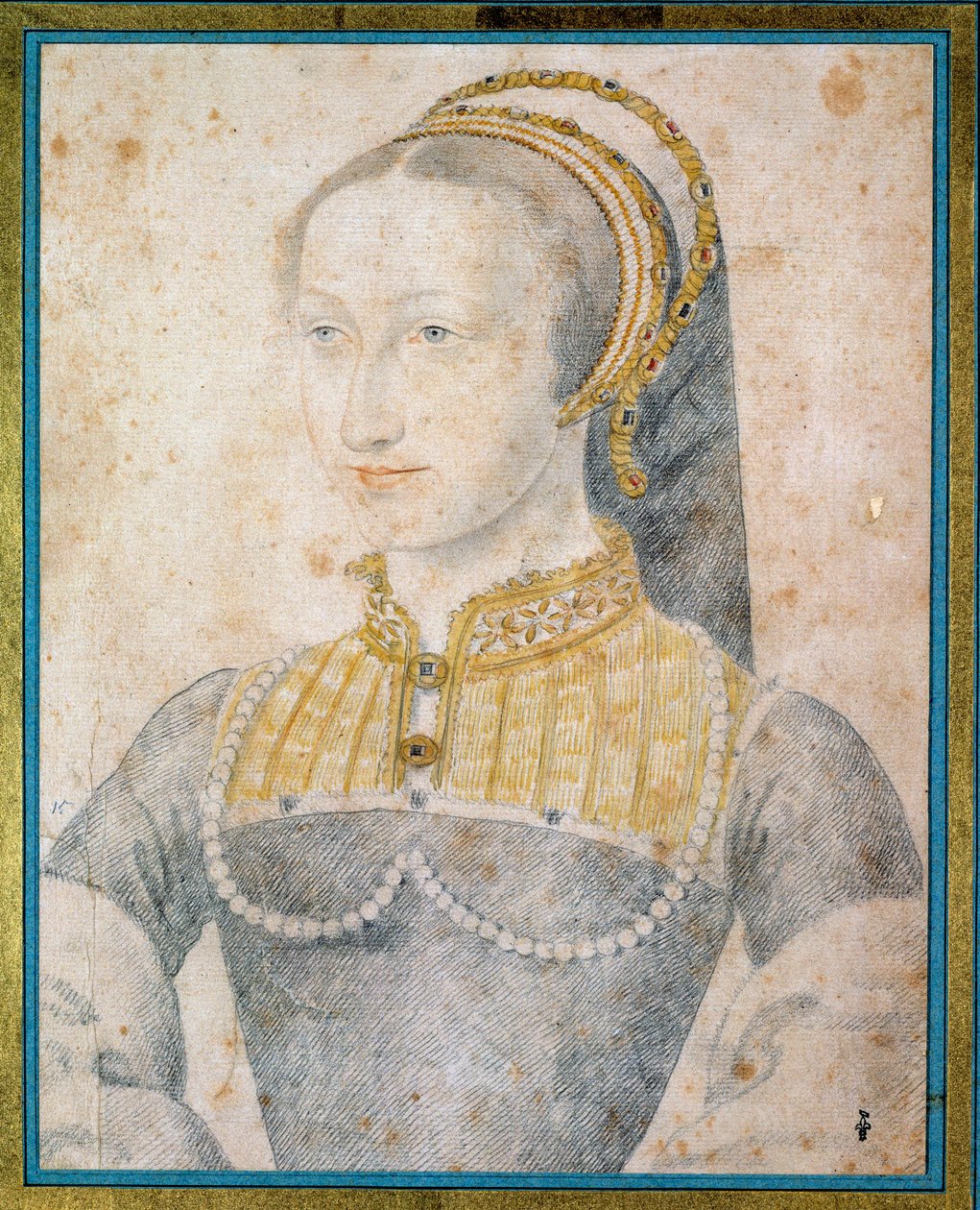 Portret van Joan van Albret, koningin van Navarra, moeder van Hendrik IV door François Clouet