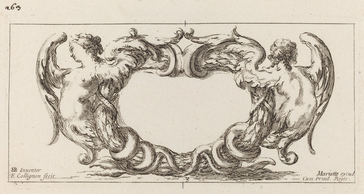 Cartouche door François Collignon after Stefano Della Bella