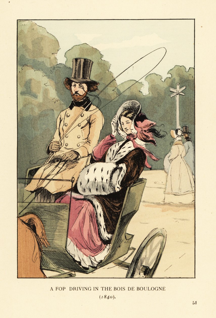 Een dandy rijdt in het Bois de Boulogne door François Courboin