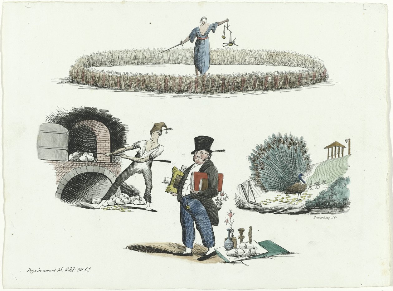 Spotprent op J.C. Backer, C. Seyn en S. van der Paauw, 1839 door François Desterbecq