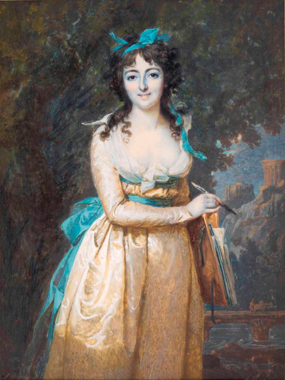 François Dumont - Portret van een vrouw door Francois Dumont