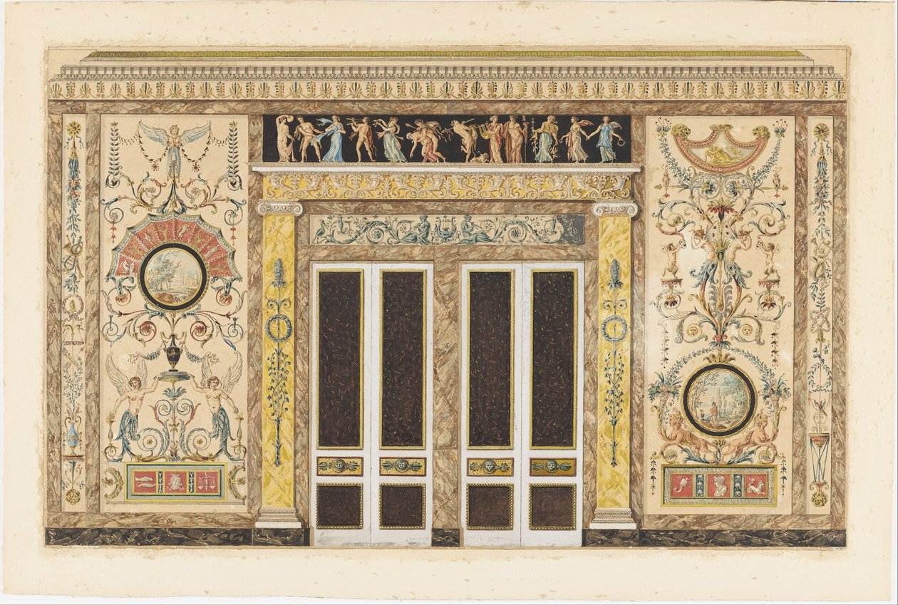 Ontwerp voor een Muziekkamer (Ontwerp voor een Muurverhoging in een Muziekkamer) door Francois Joseph Belanger