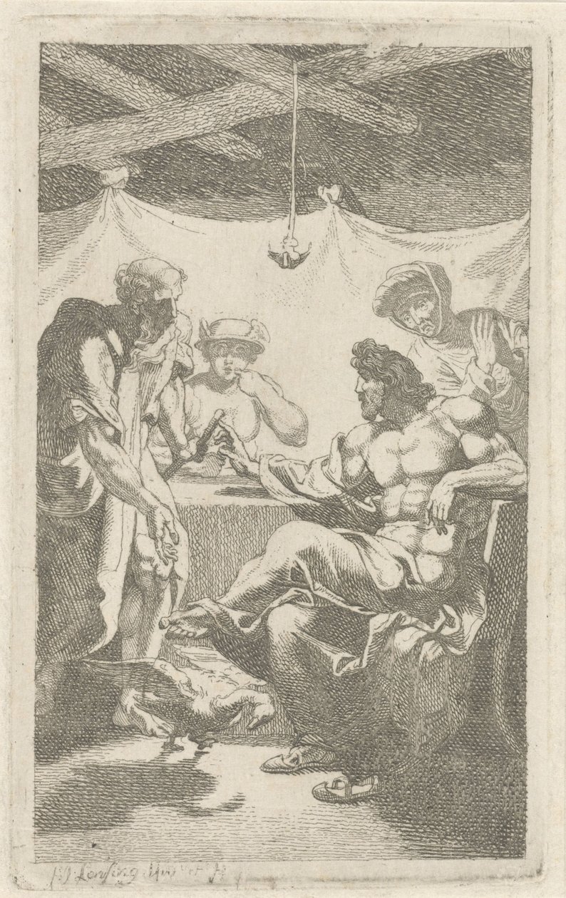 Jupiter en Mercurius bij Philemon en Baucis door François Joseph Lonsing
