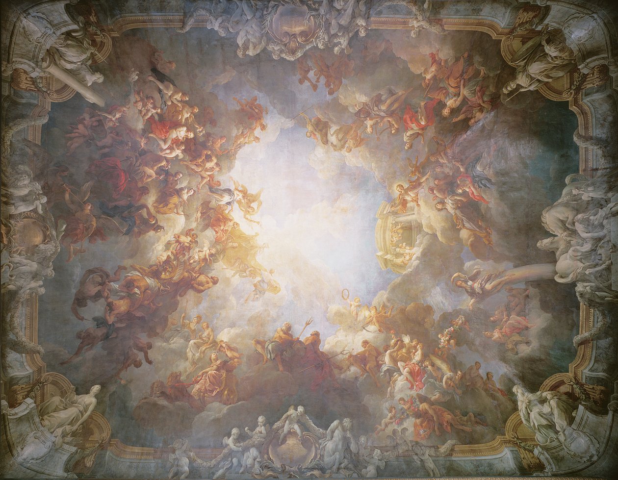 De apotheose van Hercules, van het plafond van de Salon van Hercules, 1733-6 door François Lemoyne