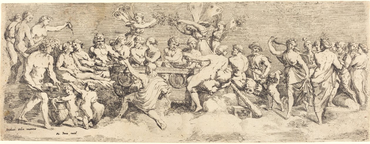 Het Huwelijksfeest van Cupido en Psyche door François Perrier after Raphael