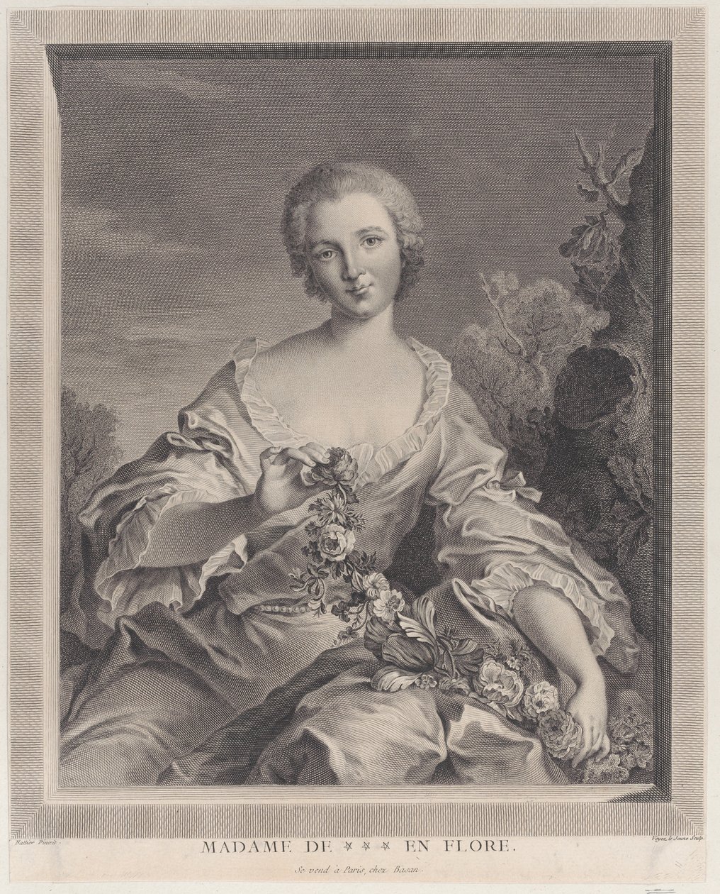 Portret van Louise Henriette de Bourbon Conti als Flora, 1766-1805 door François Voyez