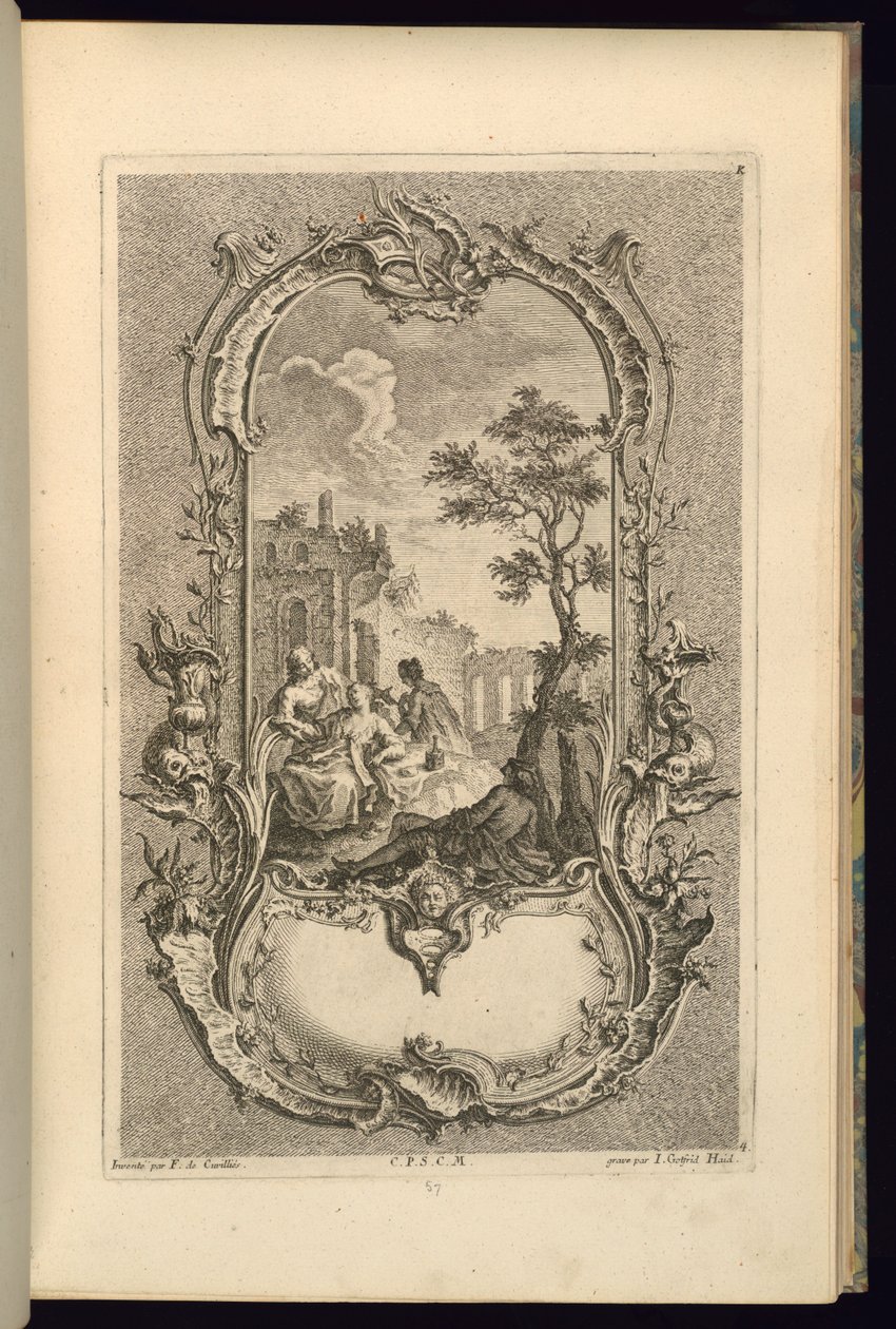 Ontwerp voor Cartouche met Grote en Kleine Compartimenten door François de Cuvilliés the Elder