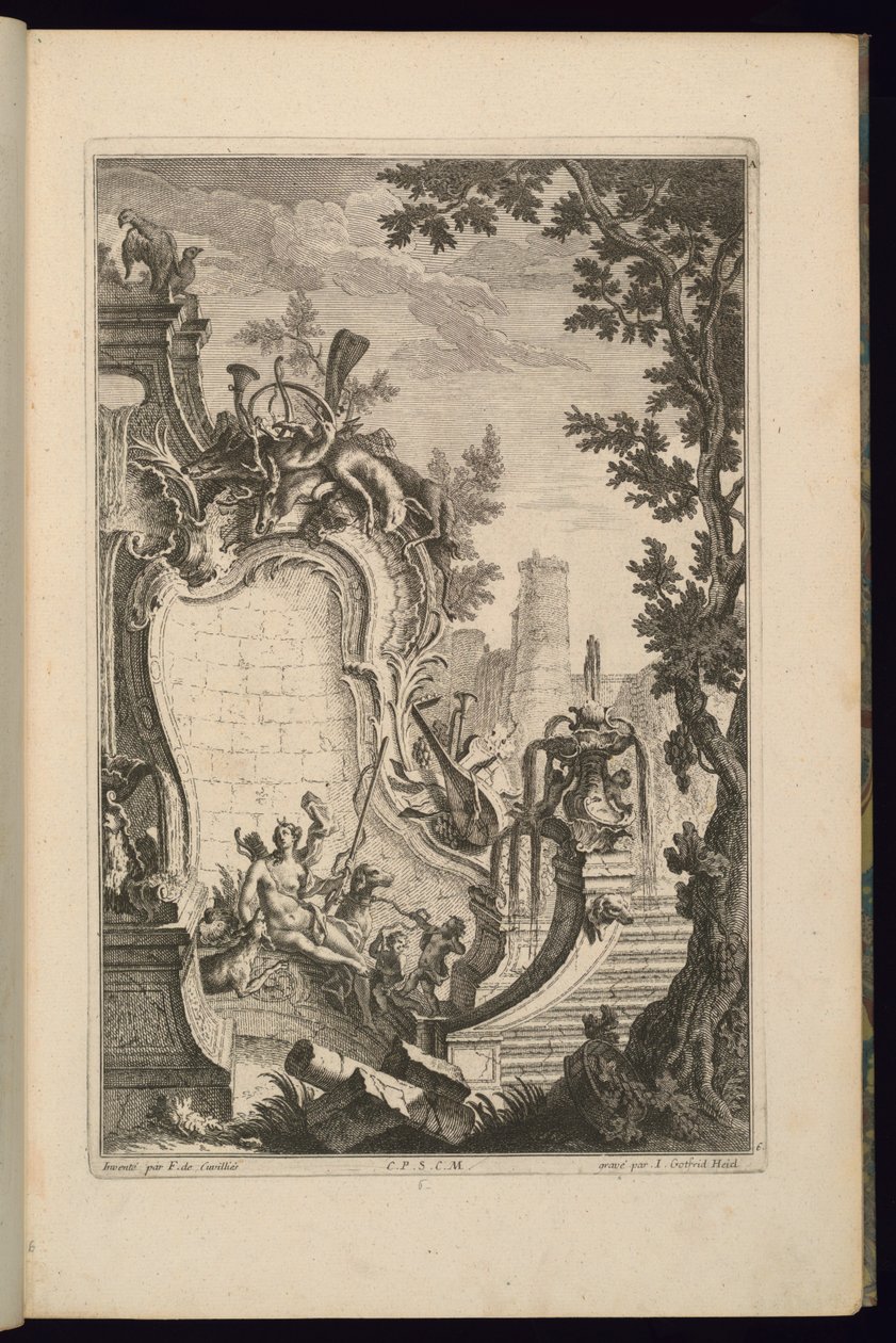 Ontwerp voor fontein met Diana door François de Cuvilliés the Elder