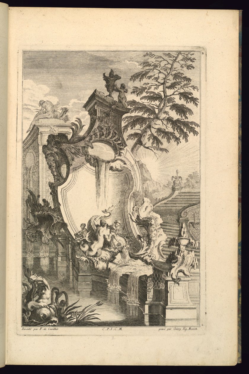 Ontwerp voor Fontein met Putto die op een Dolfijn Rijdt door François de Cuvilliés the Elder
