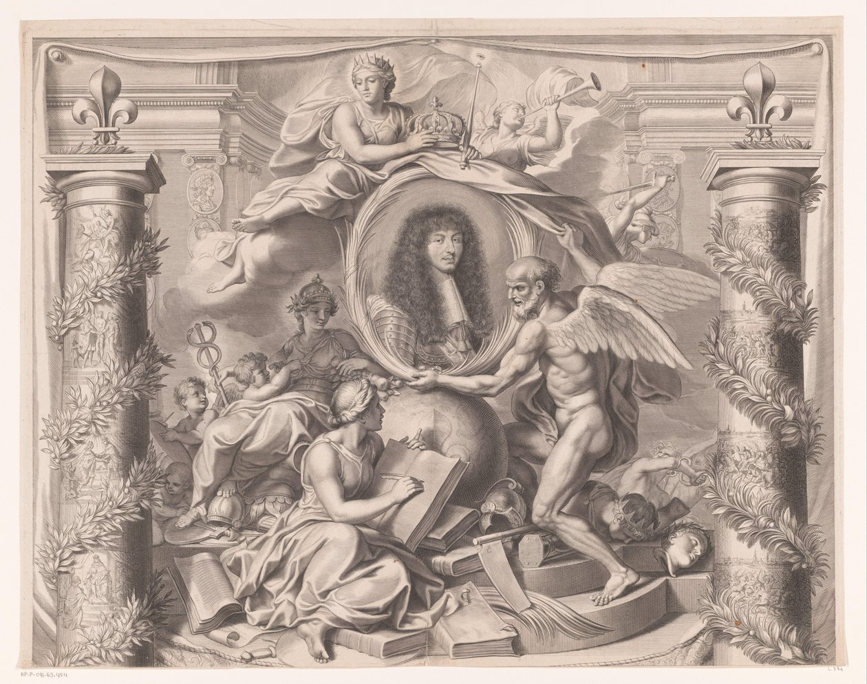 Allegorisch portret van Lodewijk XIV (bovenste deel) door François de Poilly (I)
