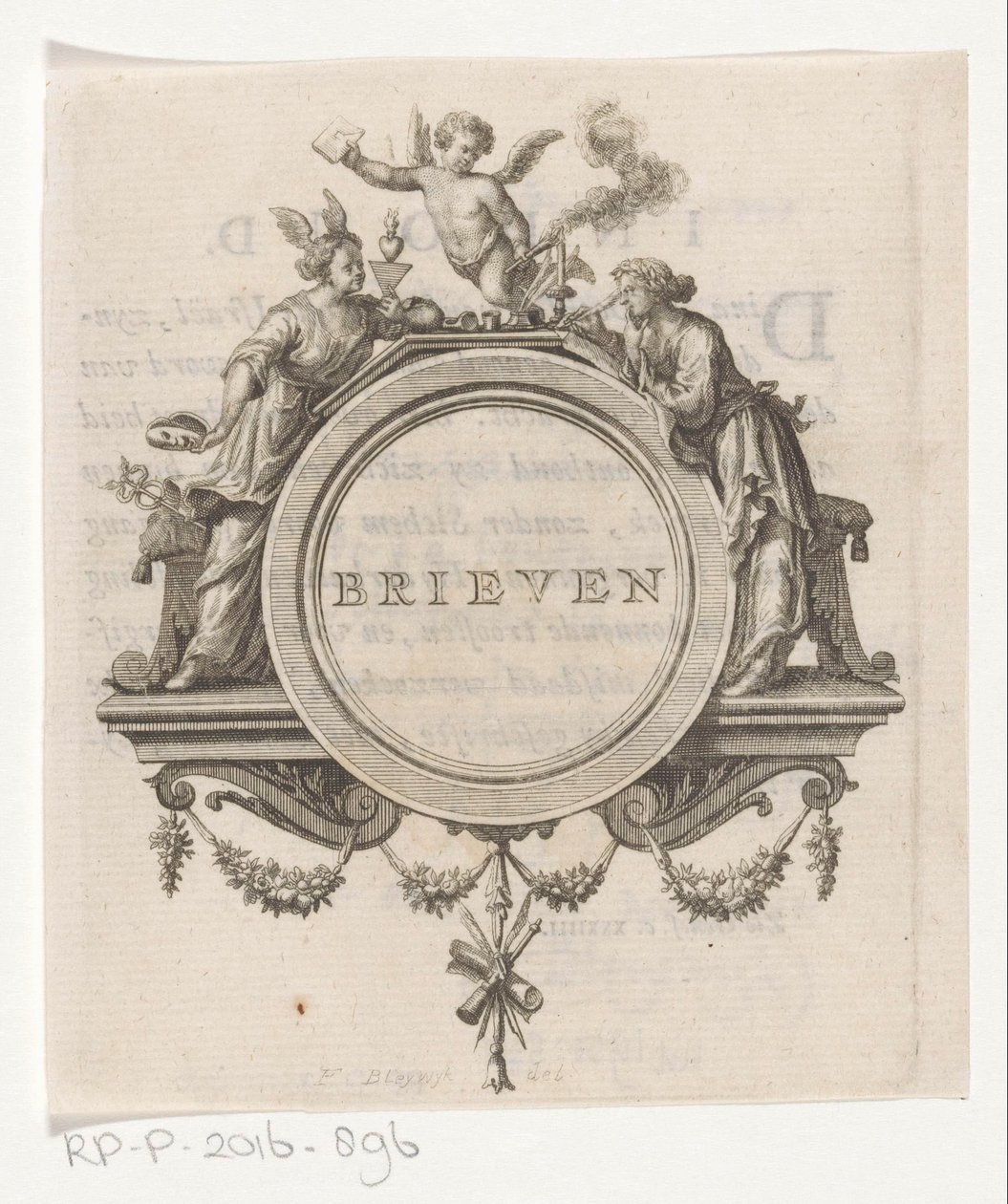 Allegorische figuur en schrijvende vrouw door François van Bleyswijck