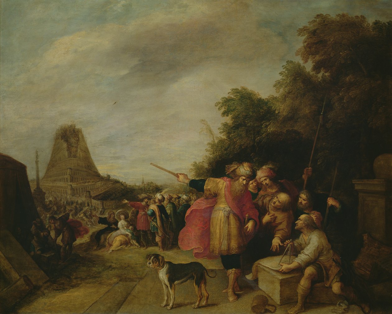De bouw van de toren van Babel door Frans II Francken the Younger