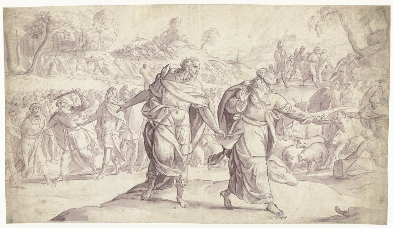 Jozua laat de vijf koningen van de Ammonieten terechtstellen (Historie van Jozua) door Frans Francken (I)