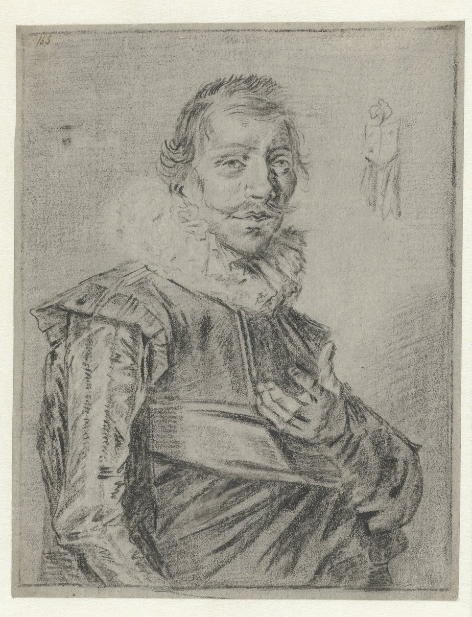 Portret van een jongeman met de hand vooruitgestoken door Frans Hals (manner of)