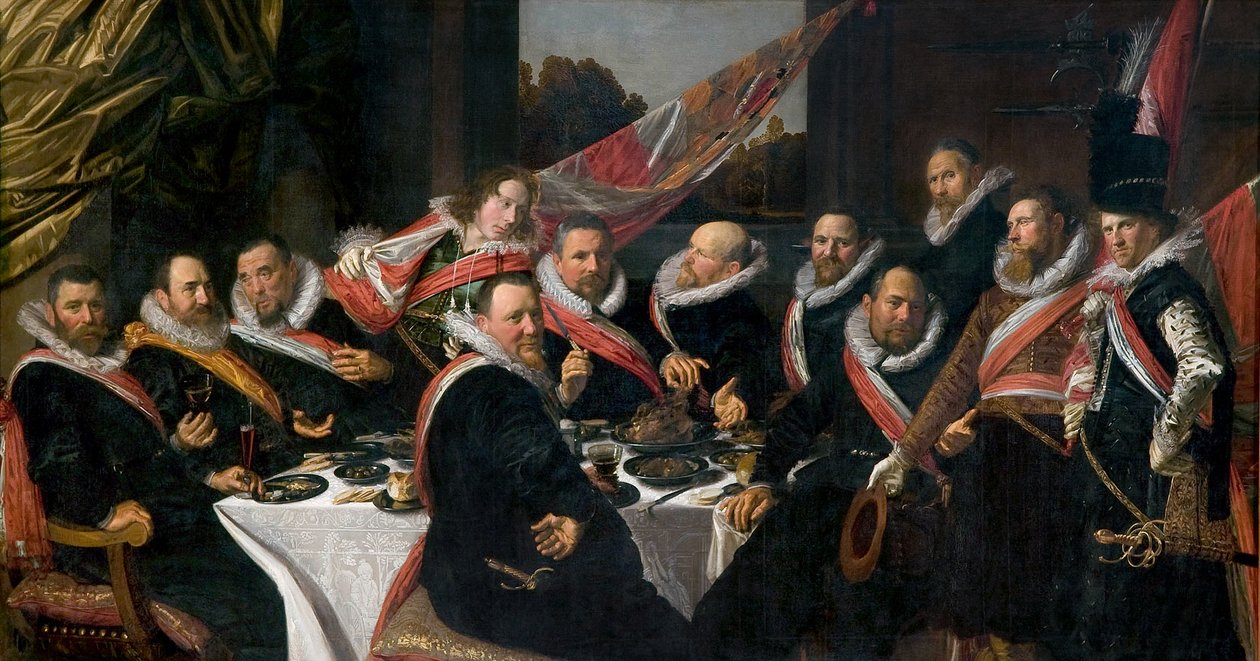 Banket van de officieren van de St George Burgerwacht door Frans Hals