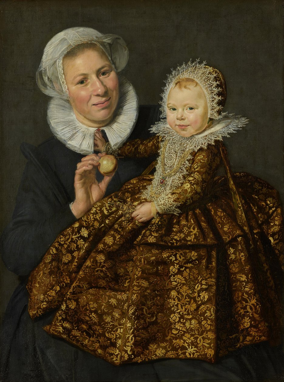 Portret van Catharina Hooft met haar min door Frans Hals