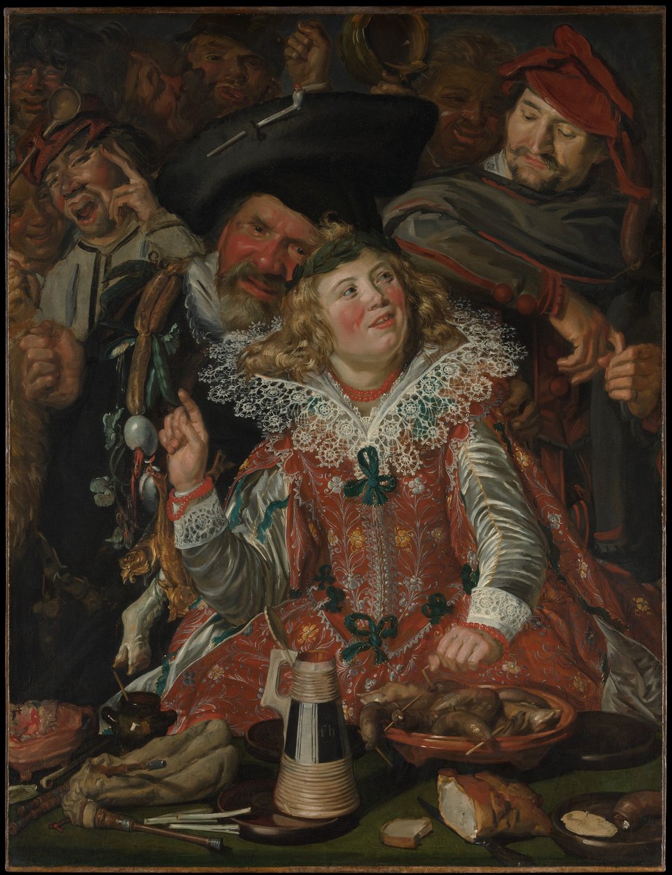 Feestvierders tijdens vastenavond door Frans Hals