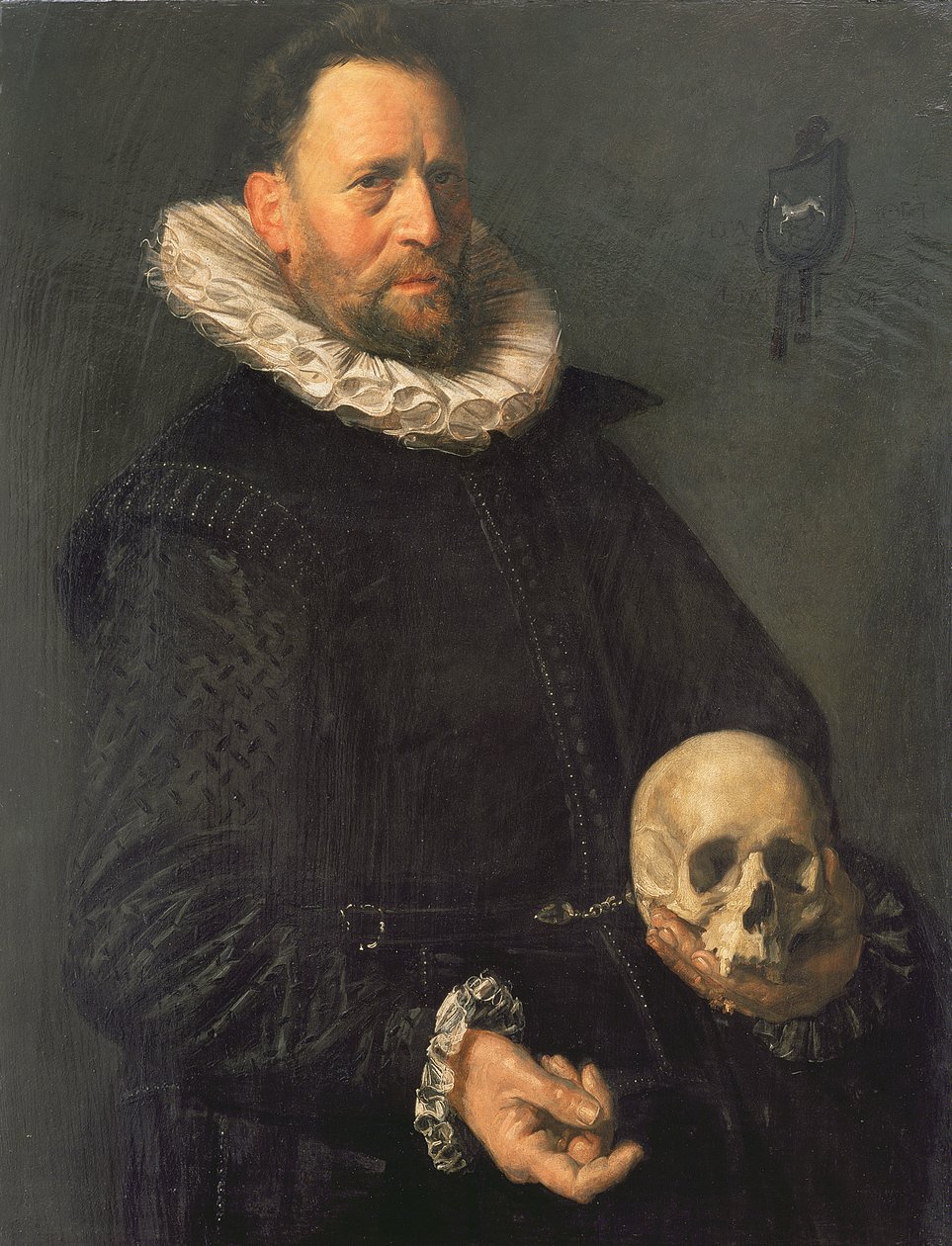 Portret van een Man met een Schedel, ca. 1611-12 door Frans Hals
