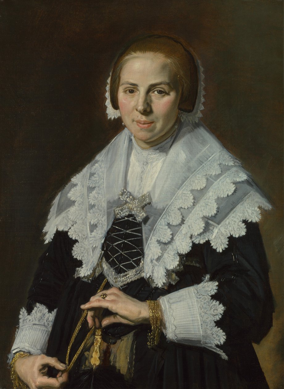 Portret van een Vrouw met een Waaier, ca. 1640 door Frans Hals