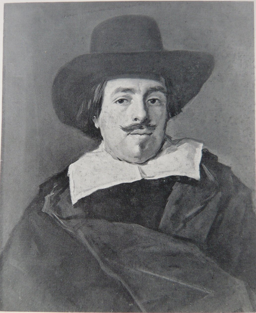 Portret van een man die naar voren kijkt door Frans Hals