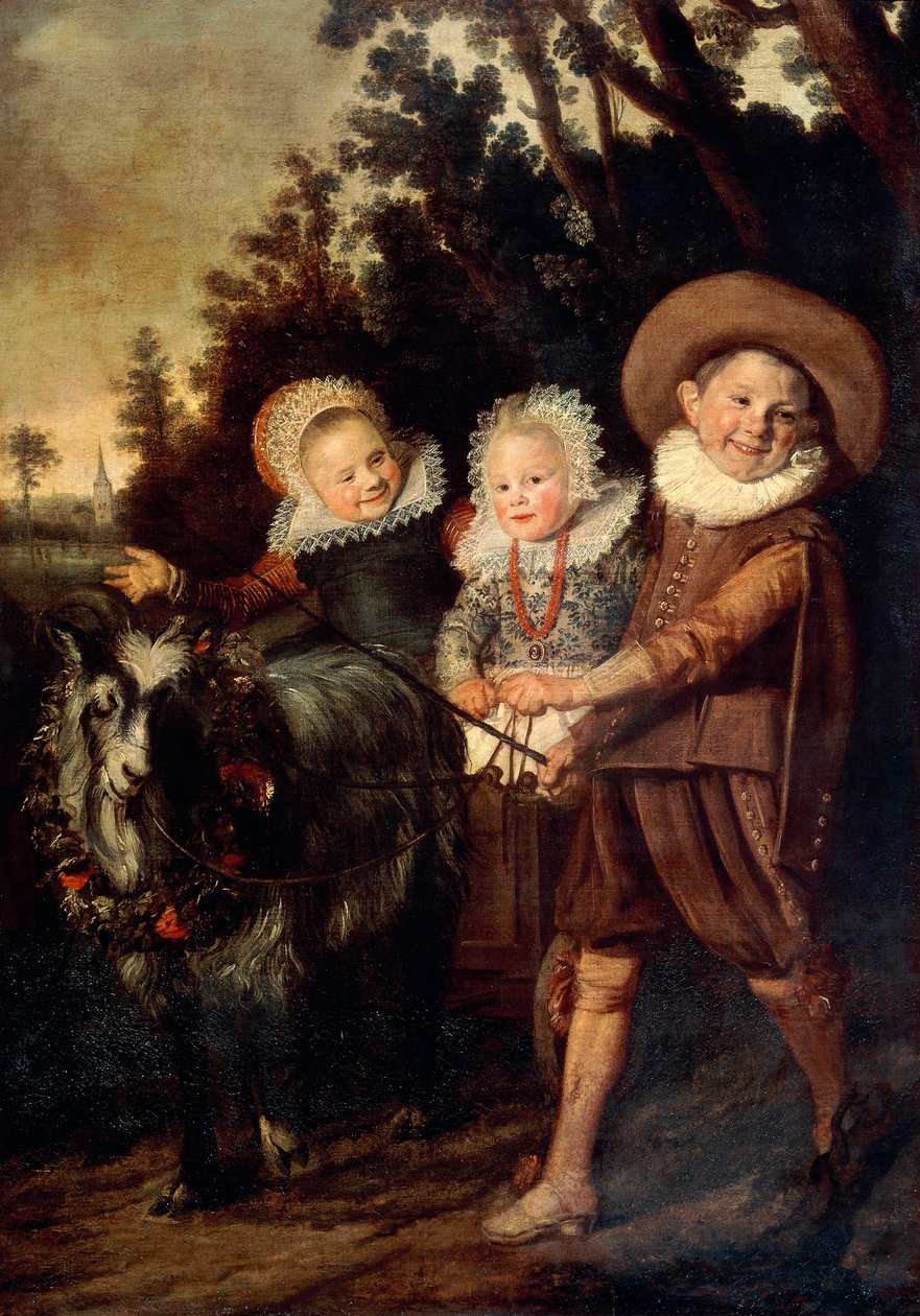 Drie kinderen met geitenkar, c.1620 door Frans Hals