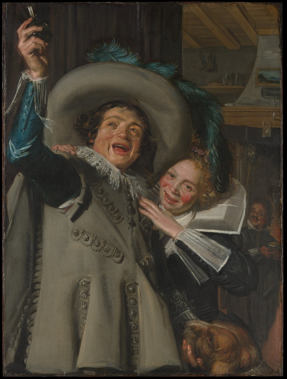 Jonge man en vrouw in een herberg door Frans Hals