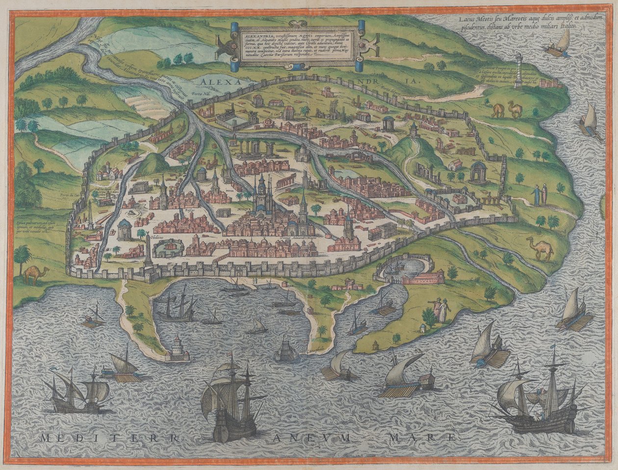 Kaart van Alexandrië, 1575 door Frans Hogenberg