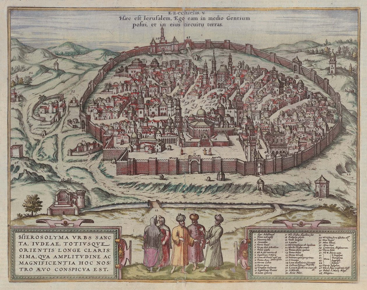 De Jeruzalem Kaart Uit: Jansson, Jan. Illustriorum Hispaniae urbium tabulae, Amsterdam, 1657 door Frans Hogenberg