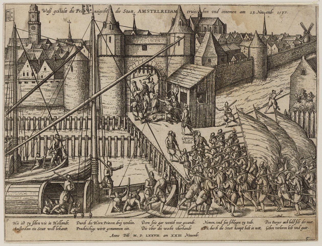 De aanval op Amsterdam op 23 november 1577 door Frans Hogenberg