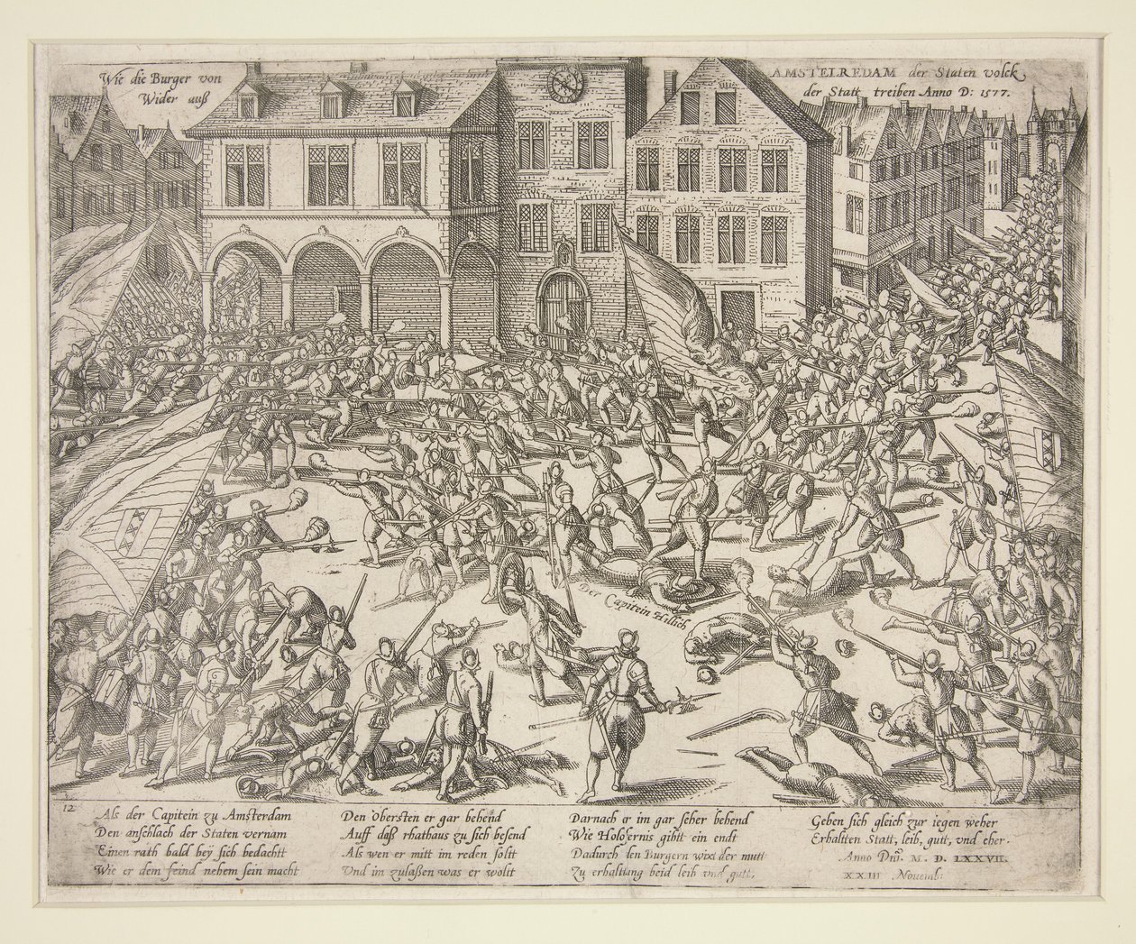 Hoe de burgers van Amsterdam de troepen uit de stad verdreven door Frans Hogenberg