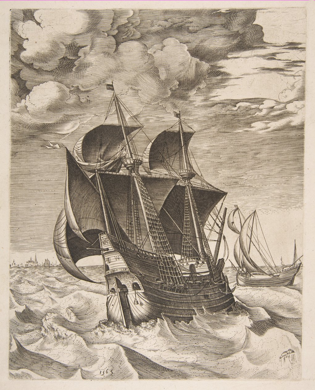 Een Nederlandse Hulk en een Boeier uit De Zeilende Vaartuigen, 1565 door Frans Huys