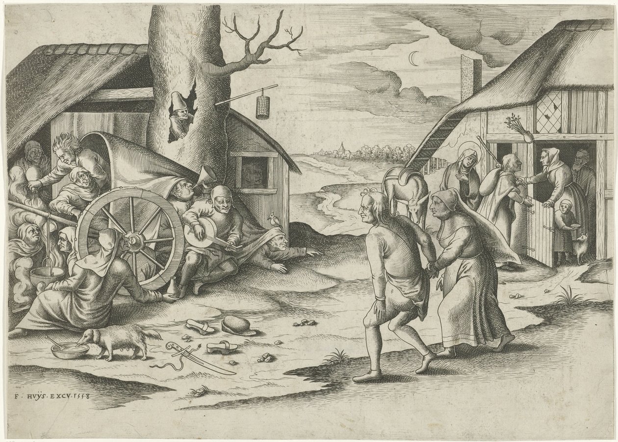 Maria en Jozef bij een herberg door Frans Huys