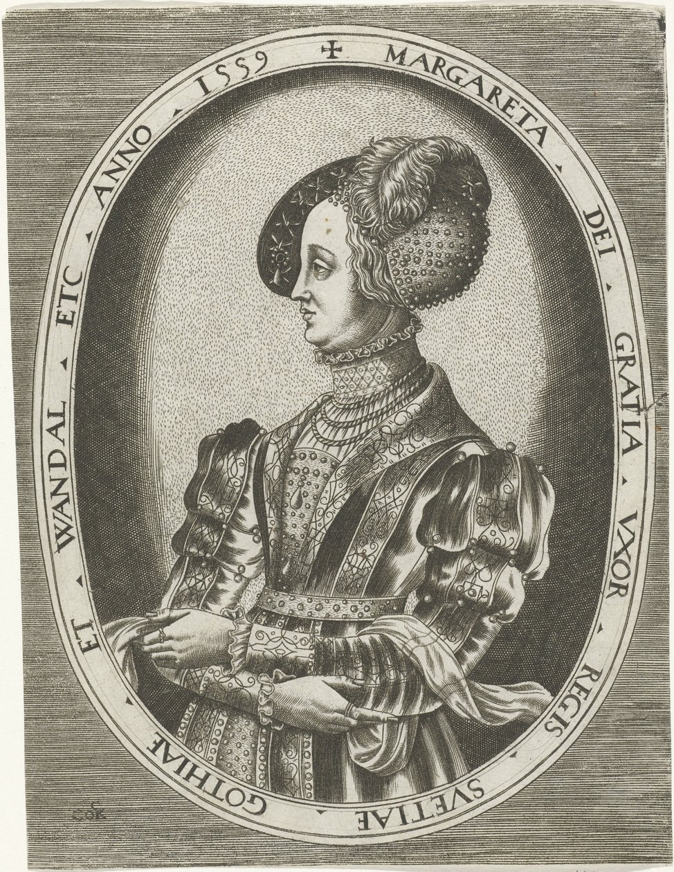 Portret van koningin Margaretha Leijonhufvud van Zweden door Frans Huys
