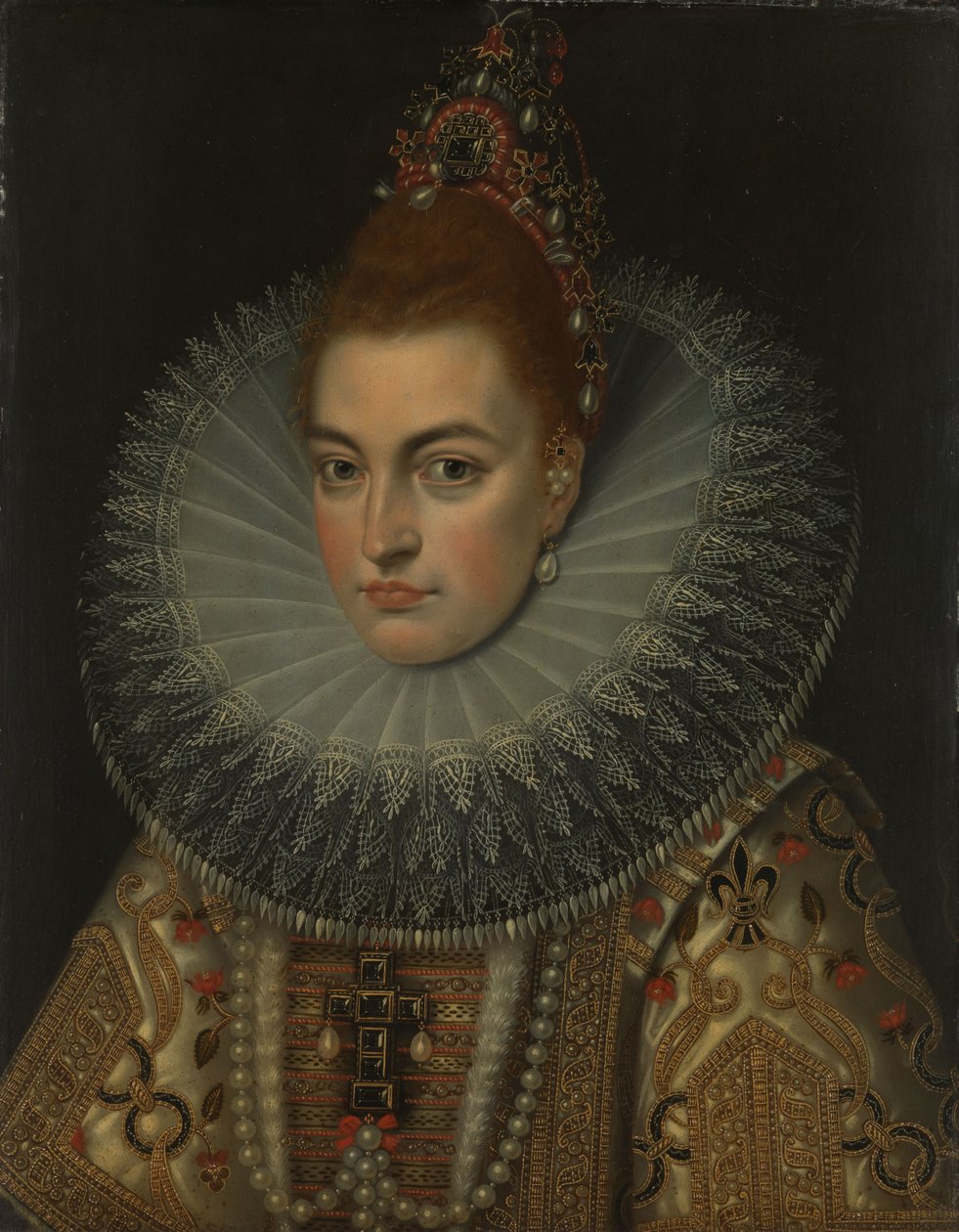 Portret van aartshertogin Isabella Clara Eugenia (1566-1633), Infanta van Spanje door Frans II (studio of) Pourbus