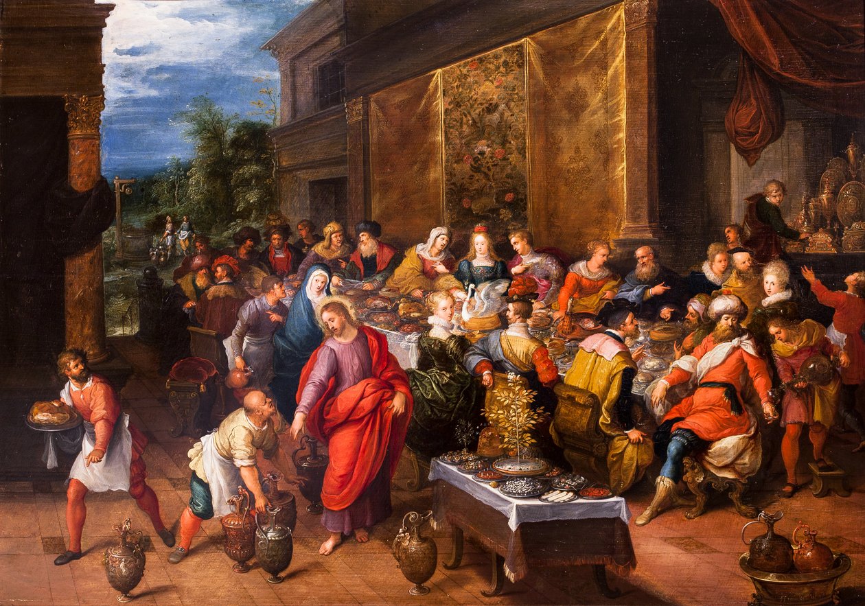 De bruiloft te Kana (olieverf op doek) door Frans II Francken