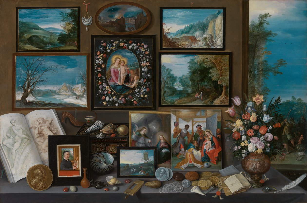 Een verzamelaarskabinet door Frans II the Younger Francken