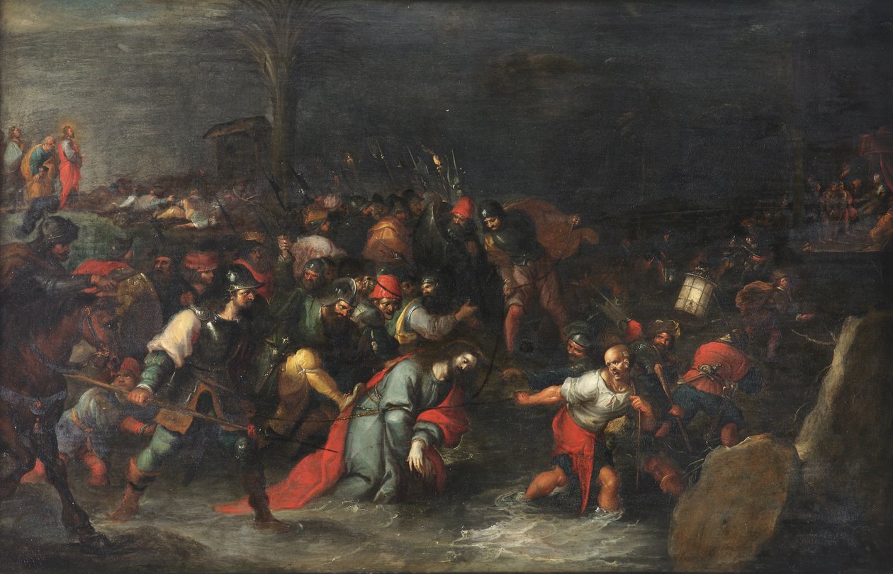 Christus wordt door de beek Cedron gesleept na zijn arrestatie door Frans II the Younger Francken