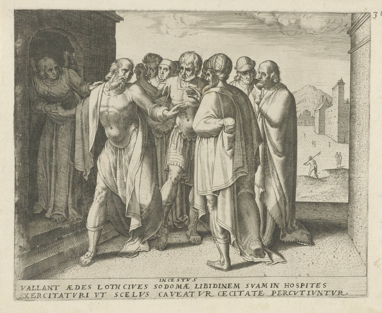 Lot maant de menigte tot kalmte door Frans Menton