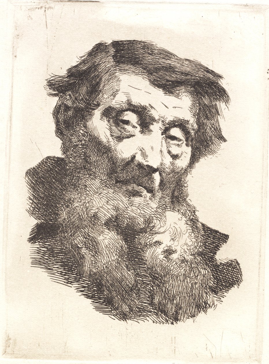 Oude man met gespleten grijze baard door Frans Schwartz