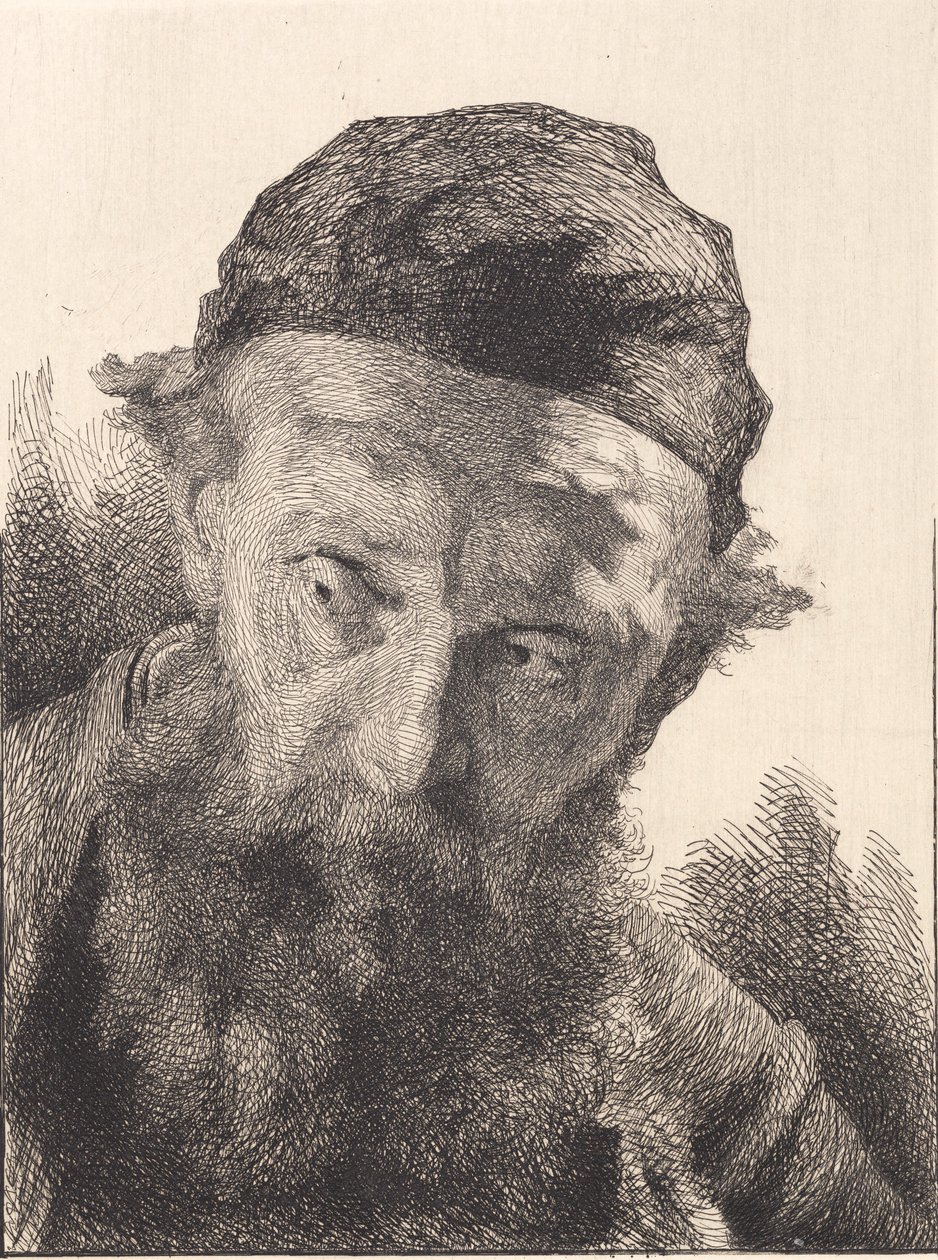 Oude man met baard en zwarte kalot door Frans Schwartz