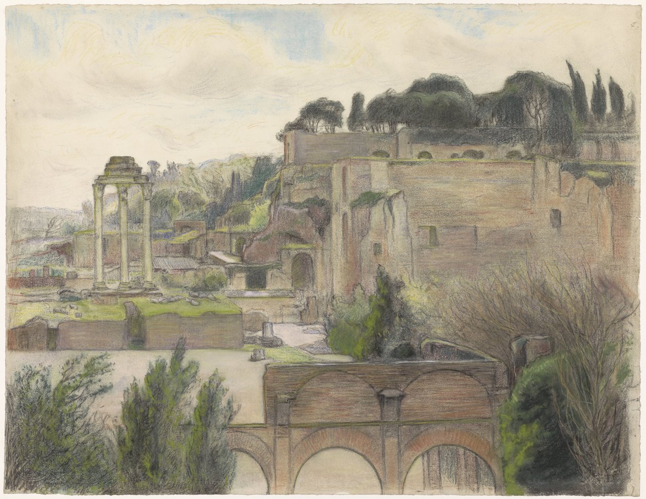 Gezicht op het Forum Romanum en de Palatijn, gezien vanaf de Via Capitolina door Frans Alexander Evert Lodewijk Smissaert
