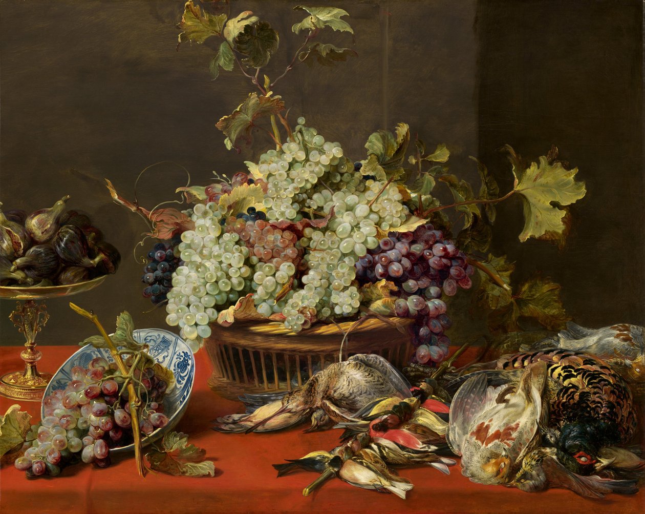 Stilleven met Druiven en Wild door Frans Snyders