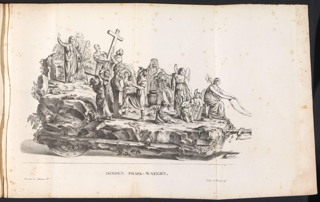 Derde praalwagen in de optocht voor de Heilige Rombout, 1825 door Frans Vervloet