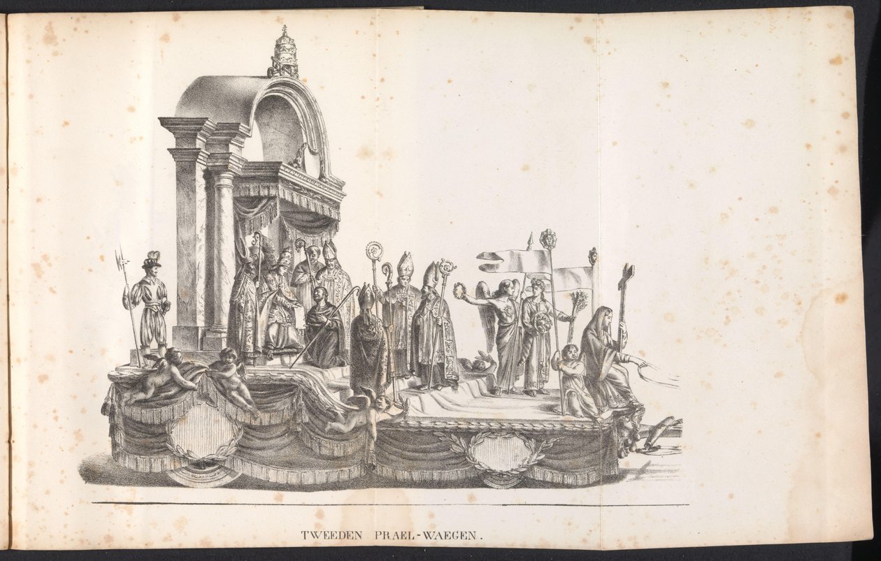 Tweede praalwagen in de optocht voor de Heilige Rombout, 1825 door Frans Vervloet