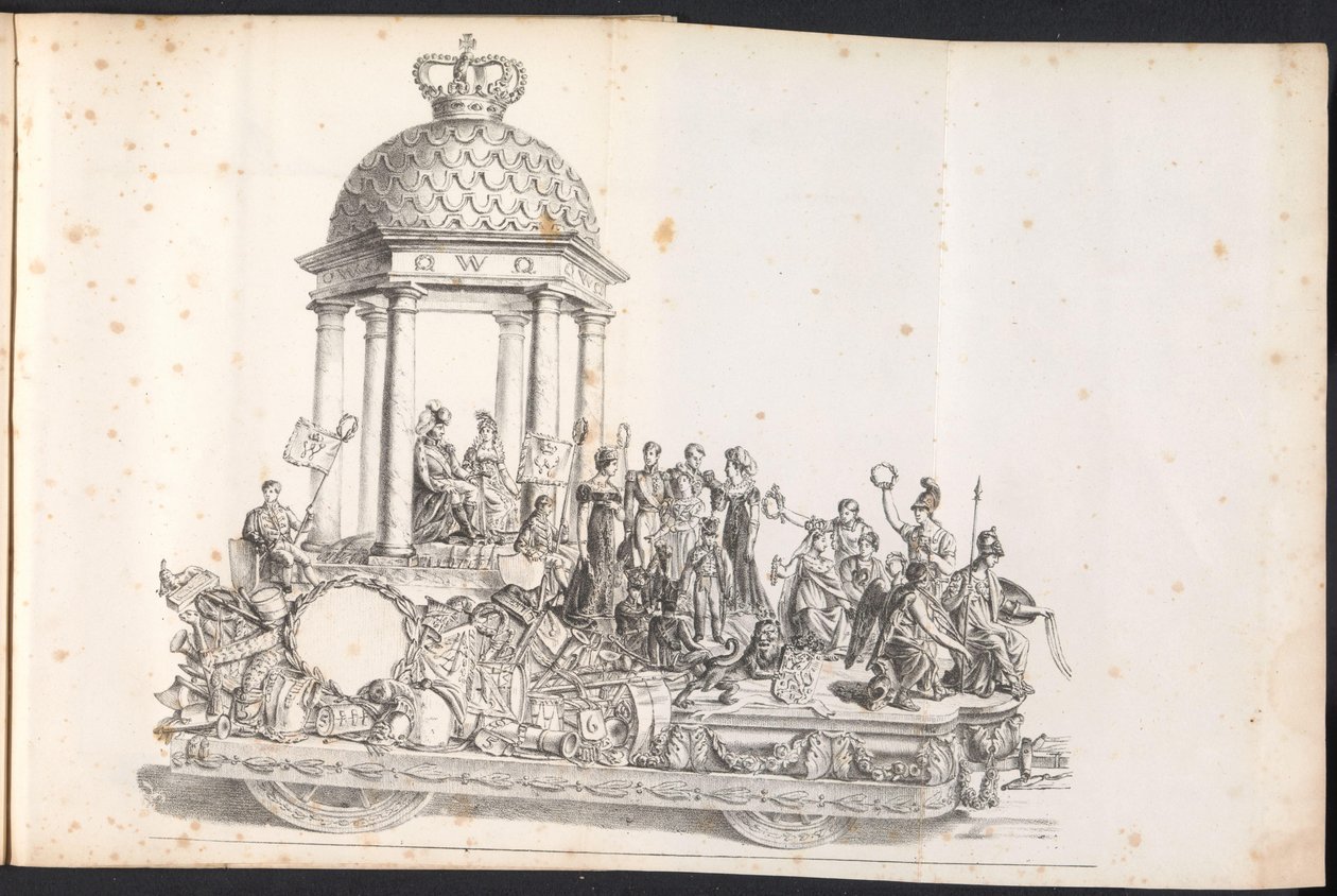 Vijfde praalwagen in de optocht voor de Heilige Rombout, 1825 door Frans Vervloet