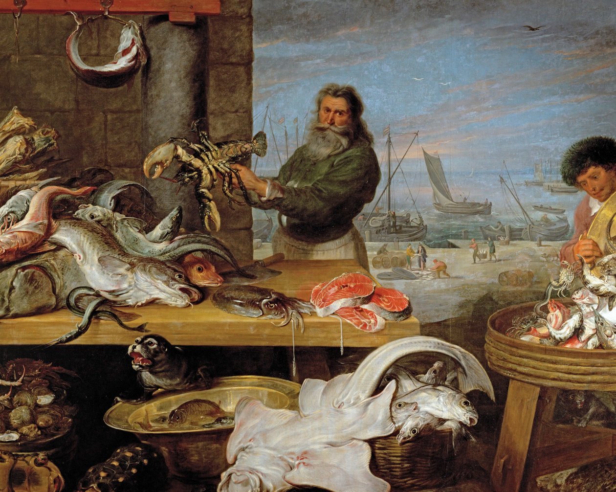 Een vismarkt (olieverf op doek) door Frans & Vos Cornelis de (1585-1651) Snyders