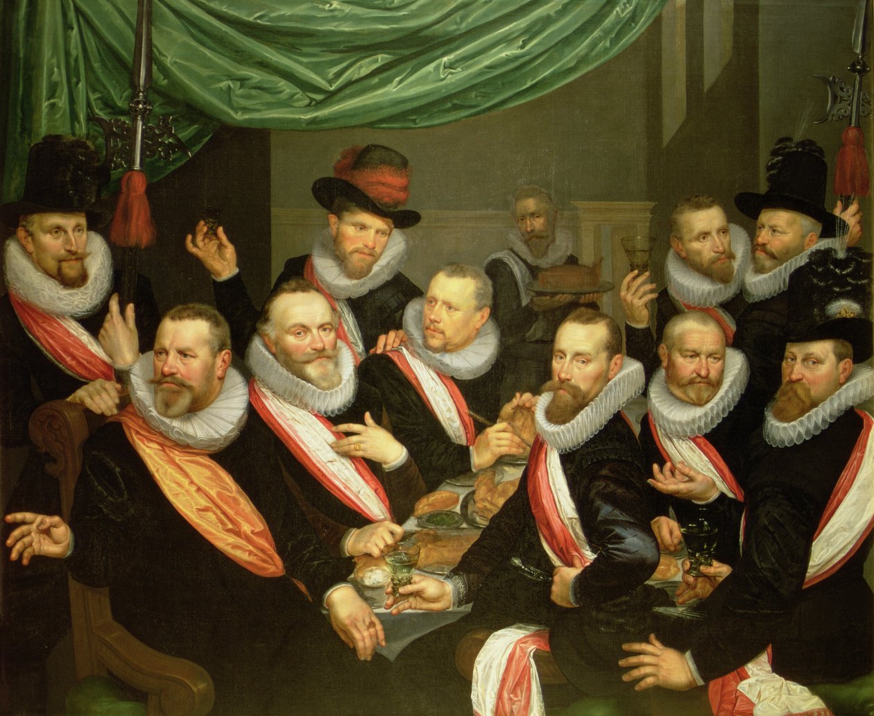 Banket van de officieren en onderofficieren van de burgerwacht van San Jorge door Frans de Grebber