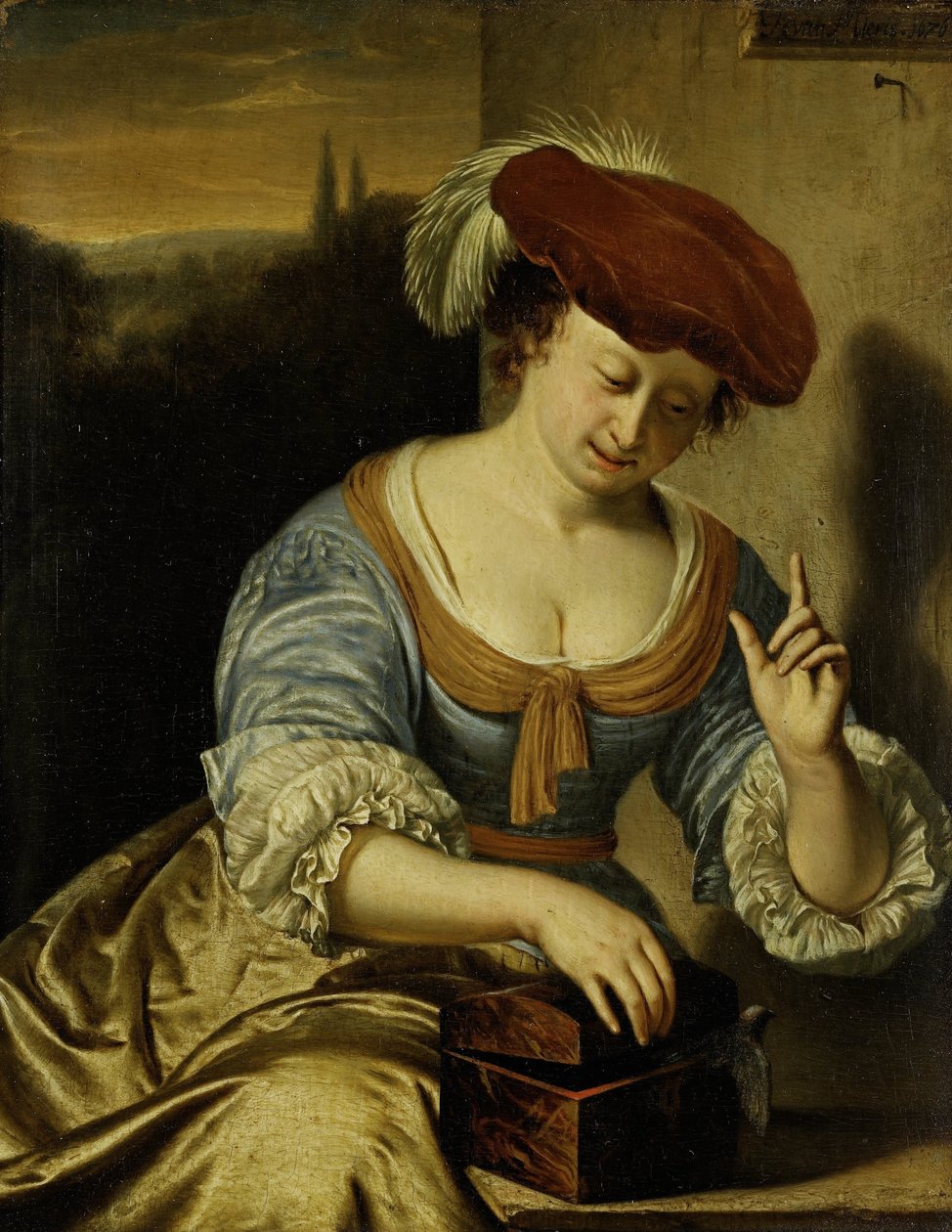 Ontsnapte vogel: Allegorie van kuisheid door Frans van Mieris (I)