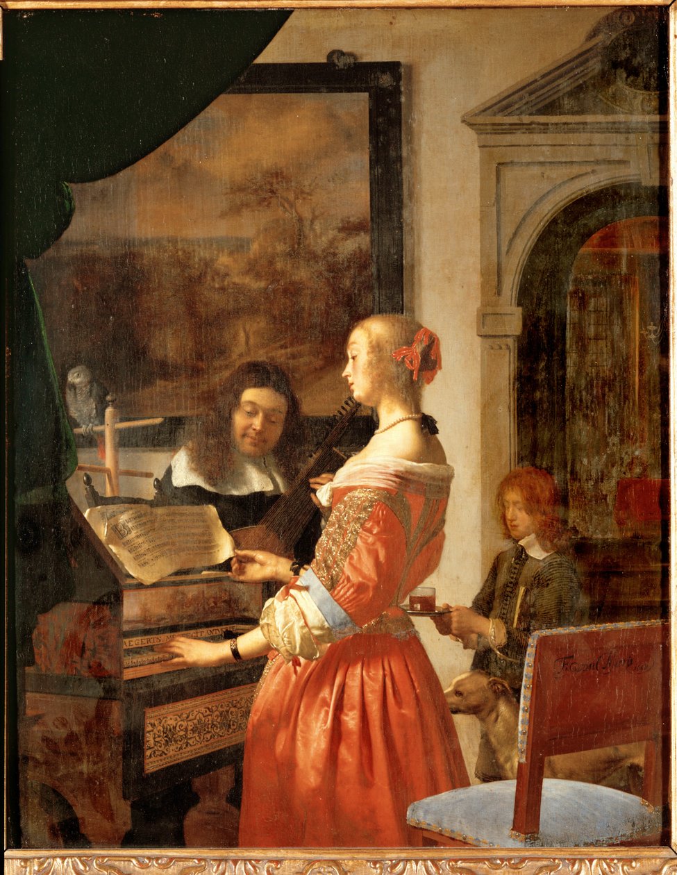 Duet (olieverfschilderij) door Frans van Mieris